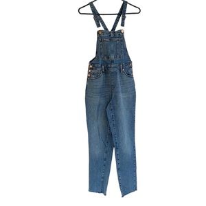 Universal Thread Womens Denim Bib Overalls Pockets Raw Hem Size 2/26R